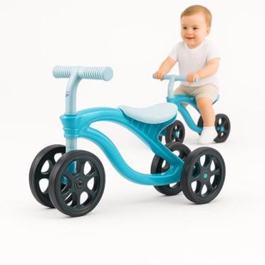 Imagem de Bicicleta de Equilibrio Bike Infantil 4 Rodas Sem Pedal Assento Anatomico Confortavel Leve e Segura (Azul)