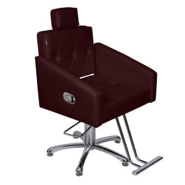 Imagem de Poltrona Cadeira Reclinável Hidráulica Diamante Estofado Marrom - Move