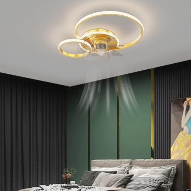 Imagem de Luz de teto com ventilador com iluminação, LED moderno silencioso com controle remoto do ventilador de timer de controle remoto Luz do ventilador para o quarto da sala da sala de jantar, our