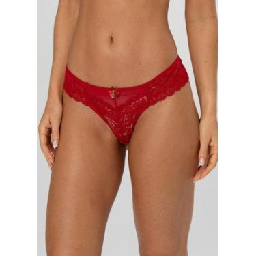 Imagem de Calcinha fio Duplo de Tule com Renda - New Love, GG, Rubi