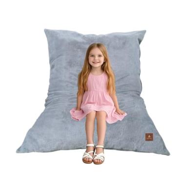 Imagem de Wonder Space Cadeira Bean Bag – Enchimento de espuma macia | Capa removível e lavável | Tecido de pelúcia ultramacio - Almofada minimalista para crianças e adultos, jogos, leitura e relaxamento, cinza