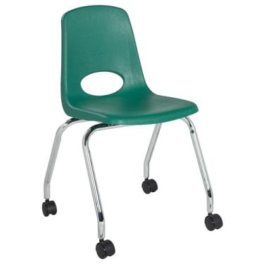 Imagem de Cadeira escolar móvel de 45,7 cm com rodas giratórias para crianças, adolescentes e adultos; assento ergonômico para sala de aula, escola em casa ou escritório - verde, 11552-GN