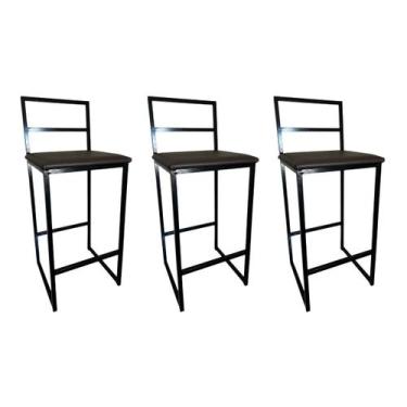 Imagem de Kit 3 Banqueta Industrial Cozinha àrea exter a e balcão Alta Madri Ass