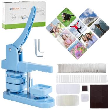 Imagem de Ganggend Máquina De Fazer Ímãs Fotográficos, Pressionar Botões Para Adesivos Magnéticos Geladeira Quadrados 2"/50 Mm, 100 Conjuntos Suprimentos Fabricantes, Kit Crachás Artesanato Em Casa E Escola,
