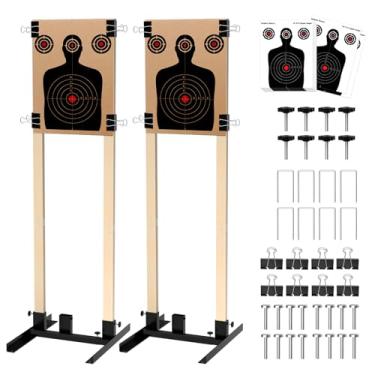Imagem de Urban Deco Base De Alvo Tiro Com Placa Madeira - Para Alvos Papelão E Arco Flecha, Suporte Ajustável Formato H, Uspsa/Ipsc, Idpa, Pacote 2
