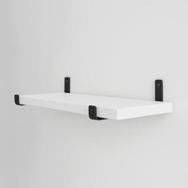 Imagem de Prateleira Insutrial MDP Mão Francesa Invertida Preta Decoração Casa Escritório (Branco, 100x20cm, 4)