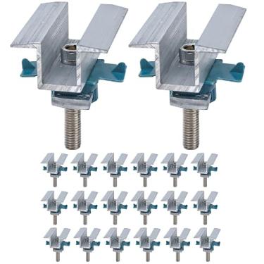 Imagem de 20 braçadeiras de painel solar para sistema Unistrut, suporte de braçadeira de montagem, suporte fotovoltaico amplo fotovoltaico clipes de montagem média, kit de ferragens de alumínio seguro ajustável