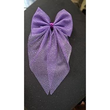 Imagem de Laço de Cabelo em Tule com Brilho, Design Borboleta, Presilha Bico de Pato, para Festas e Eventos (Roxo)