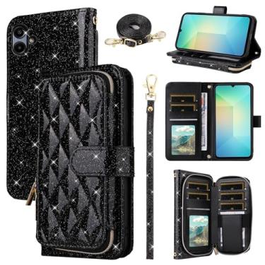 Imagem de Furill Capa carteira para Samsung Galaxy A06 5G com alça de pulso alça de ombro transversal de couro PU de luxo com zíper bolsa suporte para cartão acessórios de celular capa para celular Ao6 A 06 4G