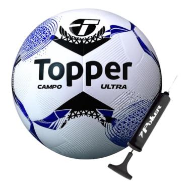 Imagem de Bola Futebol Topper Ultra Campo Futsal Society + Bomba (Campo, Azul)