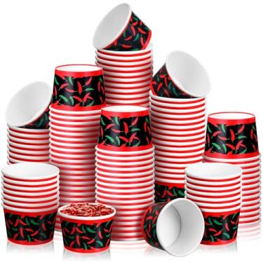 Imagem de RimCereal 200 peças de copos de degustação de chili cook off pequenas tigelas de papel descartáveis copos de pimenta porção para festa mexicana cozinhar alimentos suprimentos de molho (227 g)
