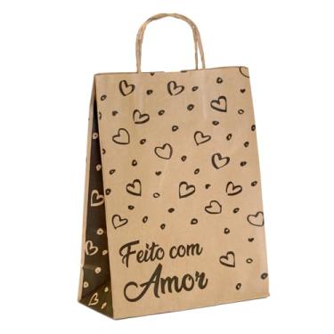 Imagem de Sacola de Papel Kraft Feito com Amor M 23x30x10cm 50und