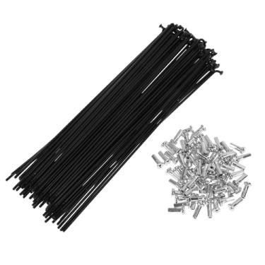 Imagem de TUCKBOLD Conjunto de 72 raios de bicicleta de 14G 179 mm com raio de roda de bicicleta aço carbono preto