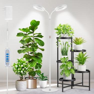 Imagem de Aumtrly Grow Light - Luz branca de espectro completo de 2 cabeças com suporte ajustável de 172 cm para plantas grandes e altas, lâmpada de chão de LED 168, temporizador 6/12/16H, 5 regulável, 3 modos