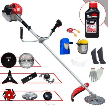 Imagem de Máquina de Cortar Grama Profissional À Gasolina Anmax CG430P-TB 43cc 2T 2HP 9.000rpm Roçadeira Completa Com 8 Opções de Cortes + EPI + ÓLEO TOYAMA