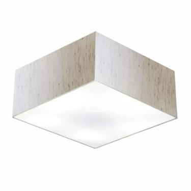 Imagem de Plafon Quadrado Md-3053 Cúpula em Tecido 21/60x60cm Linho Bege - Bivolt
