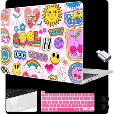 Imagem de MEEgoodo Capa para MacBook Pro de 13 polegadas 2022 2021 2020 A2338 M2/M1 A2251 A2289 com Touch ID, capas rígidas transparentes para laptop com capa de webcam e filme trackpad e adaptador tipo C