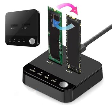 Imagem de GOWENIC M.2 Duplicator Cloner, Dual-Bay Serial ATA para NVMe Cloner, M.2 NVMe SATA SSD Cloner Docking Station USB 3.2 Gen 2x2 20Gbps, Suporta Clonagem Offline UASP e Trim