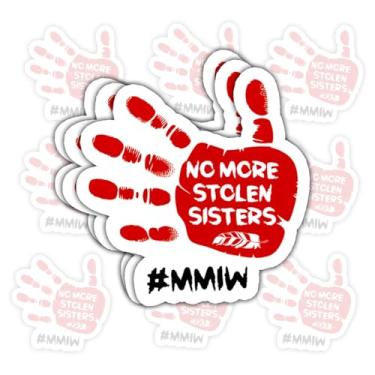 Imagem de 3 peças de presentes adesivos No More Stolen Sisters MMIW para apoiadores de conscientização do MMIW, defensores dos direitos indígenas, guerreiras da justiça social, aliadas feministas, ativistas
