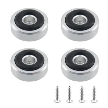 Imagem de MY MIRONEY 4 peças de tábua de corte de borracha para pés de silicone com parafusos, placa de liga de alumínio antiderrapante, almofadas para pés para cozinha, corte inacabado, móveis, arruela de