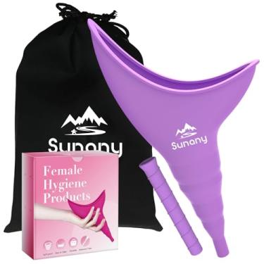 Imagem de Dispositivo de micção feminina, reutilizável de silicone para urinário feminino permite que as mulheres urinem em pé, o mictório portátil feminino é a companhia perfeita para acampar, ao ar livre, viagens (roxo)