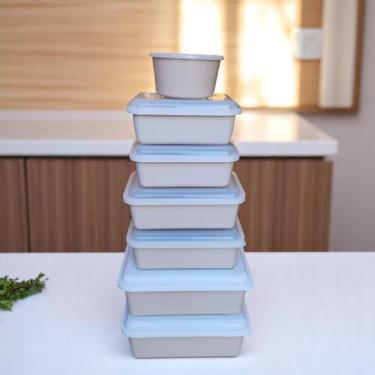 Imagem de Kit Cozinha Conjunto jogo de potes 7 POTE Organizador Plástico vasilha