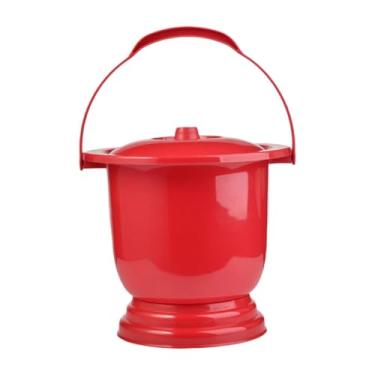 Imagem de OIIBWQ Vaso Sanitário com Mictório, Balde de Mictório Espesso, Planta de Mictório com Tampa E Manga para Uso Doméstico, Mulheres E Homens, Vermelho