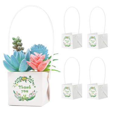 Imagem de ALLWSLucky 50 peças de embrulho de suculentas Thank You, serve para vasos de 5 cm com alça de plástico, manga de papel kraft, etiquetas de suculentas para ideias de lembrancinhas de festa no chuveiro