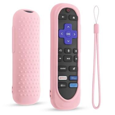 Imagem de Capa de silicone para controle remoto TCL/Hisense/Roku Streaming TV Stick - capa à prova de choque lavável para controle remoto rosa vermelho preto roxo (rosa)