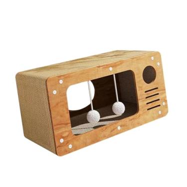 Imagem de Ｂｅｓｇａ Caixa arranhadora de papelão ondulado para gatos, com brinquedos interativos de bola, cama arranhadora para gatos, almofada para presente de casa