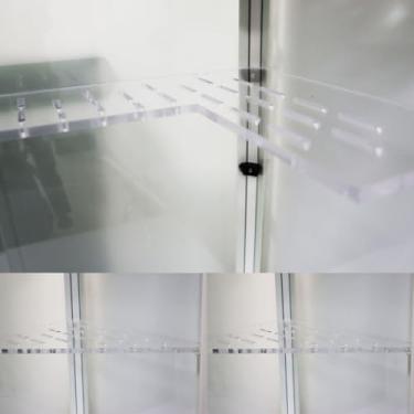 Imagem de PIAOLGYI Conjunto de prateleira de substituição para armário de porta de vidro IKEA Milsbo, prateleira de ferradura e prateleiras de canto de acrílico triangulares, acessórios extras compatíveis com