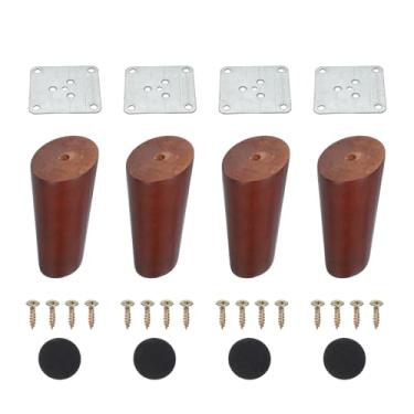 Imagem de PATIKIL Pernas de móveis de madeira, 4 peças de perna de sofá cônica de substituição de 9,9 cm para cadeira, sofá-cama, mesa de café, nogueira vermelha