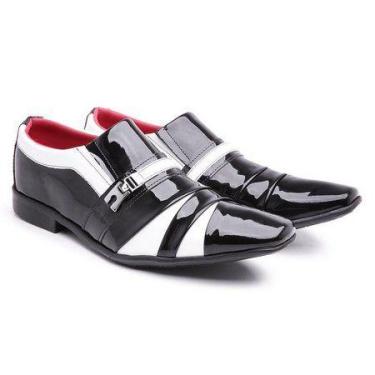 Imagem de Sapato Social Confortável Masculino Roma Preto e Branco Vogado Shoes, 