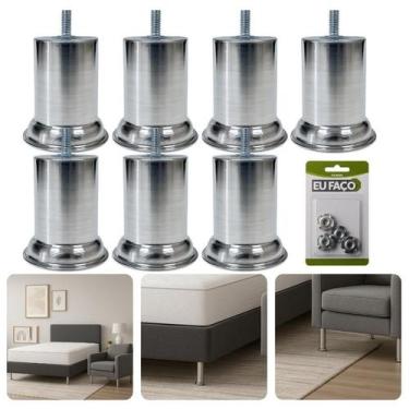 Imagem de Kit Com 7 Pés 8cm Concreto Alumínio Móveis Pesados Armários Cama Box R