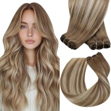Imagem de Sunny Hair 135G Costurar Em Extensões De Cabelo Balayage Trama Humana Real Castanho Ombre Loiro Platinado Estilistas Máquina 24 Polegadas