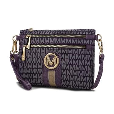 Imagem de Bolsa tiracolo MKF 2 em 1 para mulheres, bolsa carteiro feminina de couro sintético pequena - alça ajustável, Tarren roxo escuro, Small, Tarren