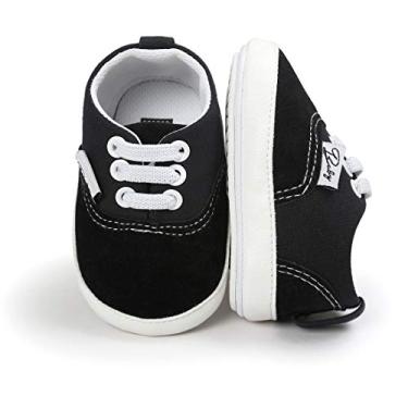 Imagem de Morbido Tênis infantil para bebês meninos e meninas de lona antiderrapante primeiros andadores berço Candy Shoes para 0-18 meses, C2_black_rubber Sole, 6-12 Months Infant