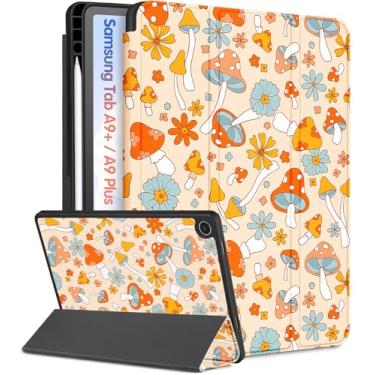 Imagem de Wazzasoft Capa para Samsung Galaxy Tab A9 Plus – capa fólio feminina com design exclusivo de cogumelo, suporte para lápis, hibernar e despertar automático para tablet Samsung A9+/A9 Plus, 28 cm