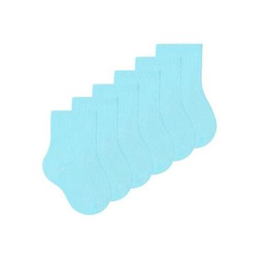 Imagem de Kit 6 Pares de Meias Bebê Cano Curto Selene 1320-001, Azul, 0-5