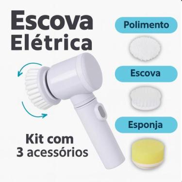Imagem de Escova Elétrica Porta Detergente Recarregável Louças Compacta Multifun
