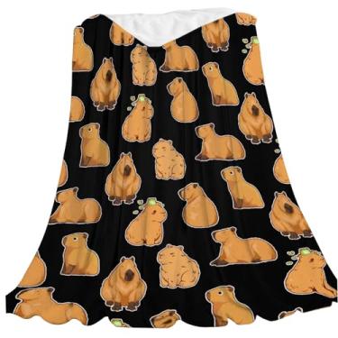 Imagem de Cobertor capivara para meninas, meninos, crianças, 76 x 99 cm, cobertor fofo, flanela macia, presentes aconchegantes de capivara para sofá, quarto, viagem, fofo