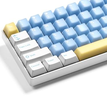 Imagem de XVX Teclas brancas e azuis, conjunto de teclas Doubleshot PBT Cherry Profile, teclas de teclado de 142 teclas, compatibilidade universal com 60%, 65%, 75%, 100% teclado mecânico