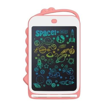 Imagem de 【OFFICIAL】Quadro de Desenho LCD Colorido 8.5" Infantil - Presente Criativo Anti-Queda, Proteção Visual, Bateria 1 Ano, Inclui Caneta e Pilha (Design Dinossauro) (rosa)