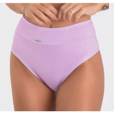 Imagem de Kit 5 Calcinha Algodão Cintura Alta Cós Duplo Comfort Modelagem grande