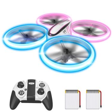 Imagem de Drones Q9s para crianças, drone RC legal com altitude e modo Headless, quadricóptero hobby com luz azul e rosa, 2 baterias e controle remoto, brinquedos de presente de aniversário e Natal para meninos