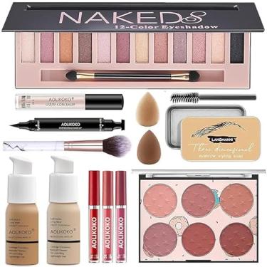Imagem de Kit completo de maquiagem para mulheres, kit de maquiagem tudo em um, inclui paleta de sombras de 12 cores e vários cosméticos, conjunto de presente de maquiagem para mulheres e meninas (YYP-NOVO)