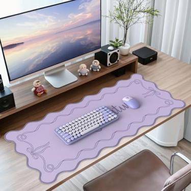 Imagem de iCasso Capa de mesa de couro PU, tapete de mouse extragrande, tapete de mesa, borrão de escrita à prova d'água para protetor de mesa, antiderrapante, 2GG, grande mousepad para laptop, computador