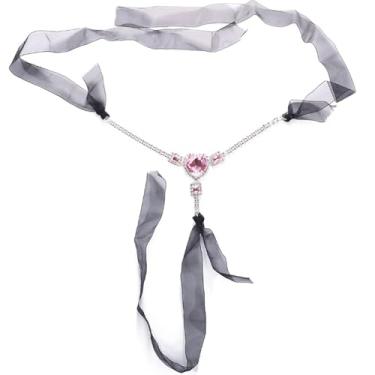 Imagem de SJHDUNBW Calcinha tanga de cristal rosa com corrente de barriga corrente de barriga sexy strass corrente corporal joias acessórios de biquíni