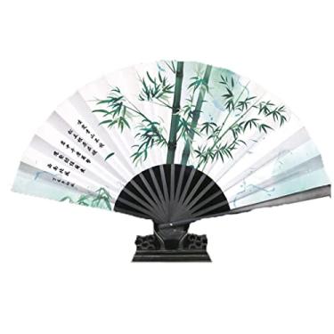 Imagem de AAPIE Ventilador dobrável estilo retrô ventiladores dobráveis chineses ventilador de bambu dobrável estilo japonês feminino de seda ventilador de mão portátil ventilador de impressão para mulheres