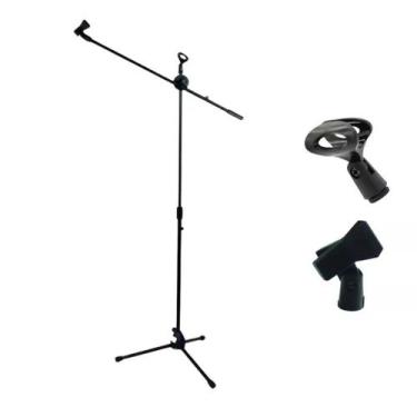 Imagem de Pedestal Para Microfone Tripé Girafa Alumínio 2 Cachimbos Zellmer TM20